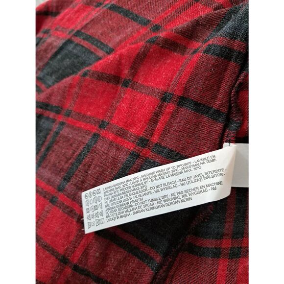 Zara womens medium shirt dress red plaid baloon sleeve peasant boho beach flowy - Picture 6 of 6